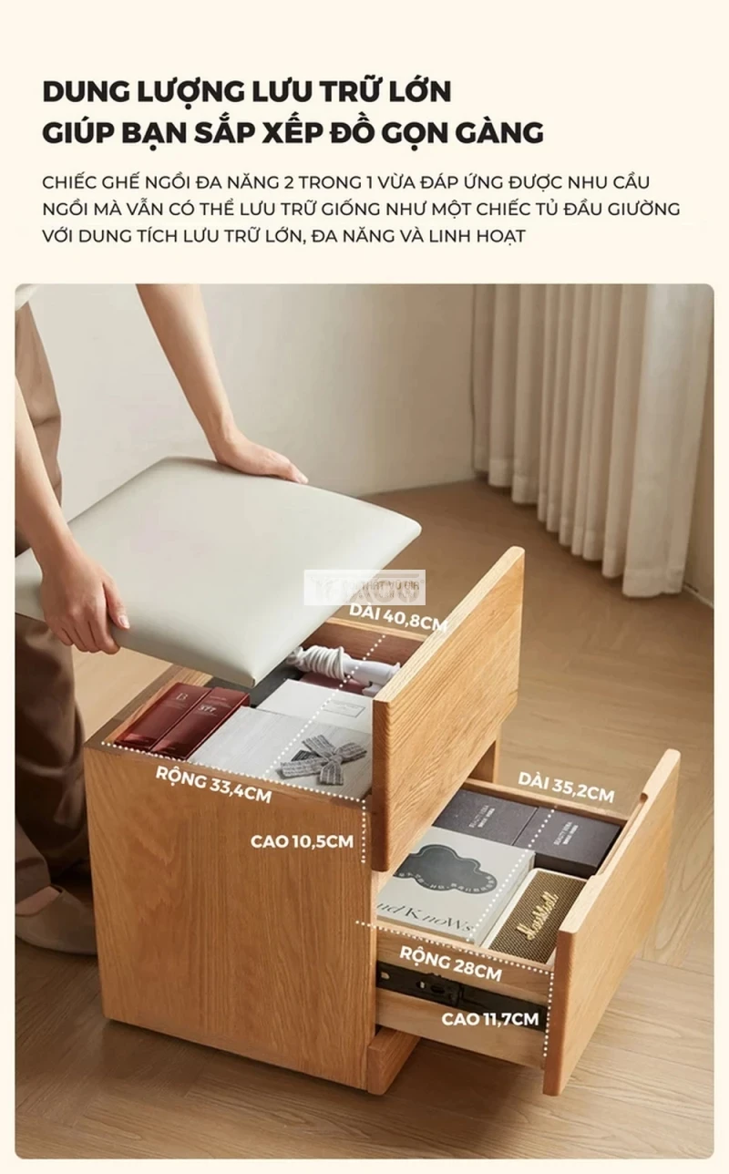 Bàn trang điểm nhỏ gọn Thago CB005, gương lớn, thiết kế tinh tế phù hợp phòng ngủ hiện đại