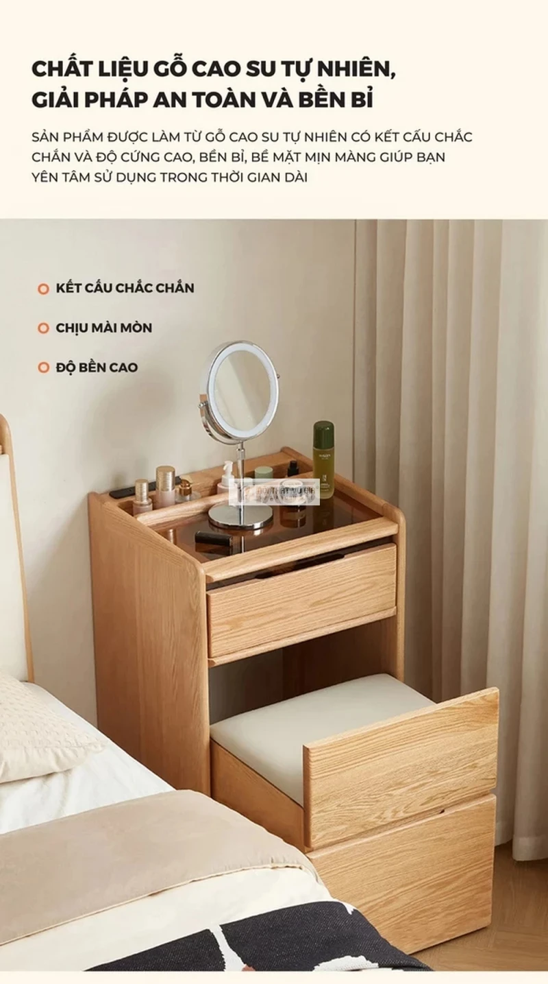 Bàn trang điểm nhỏ gọn Thago CB005, gương lớn, thiết kế tinh tế phù hợp phòng ngủ hiện đại